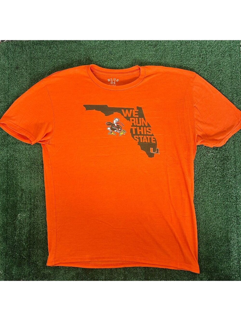 University Miami Hurricanes Stork T-Shirt Orange XL Colorful Bright Florida
